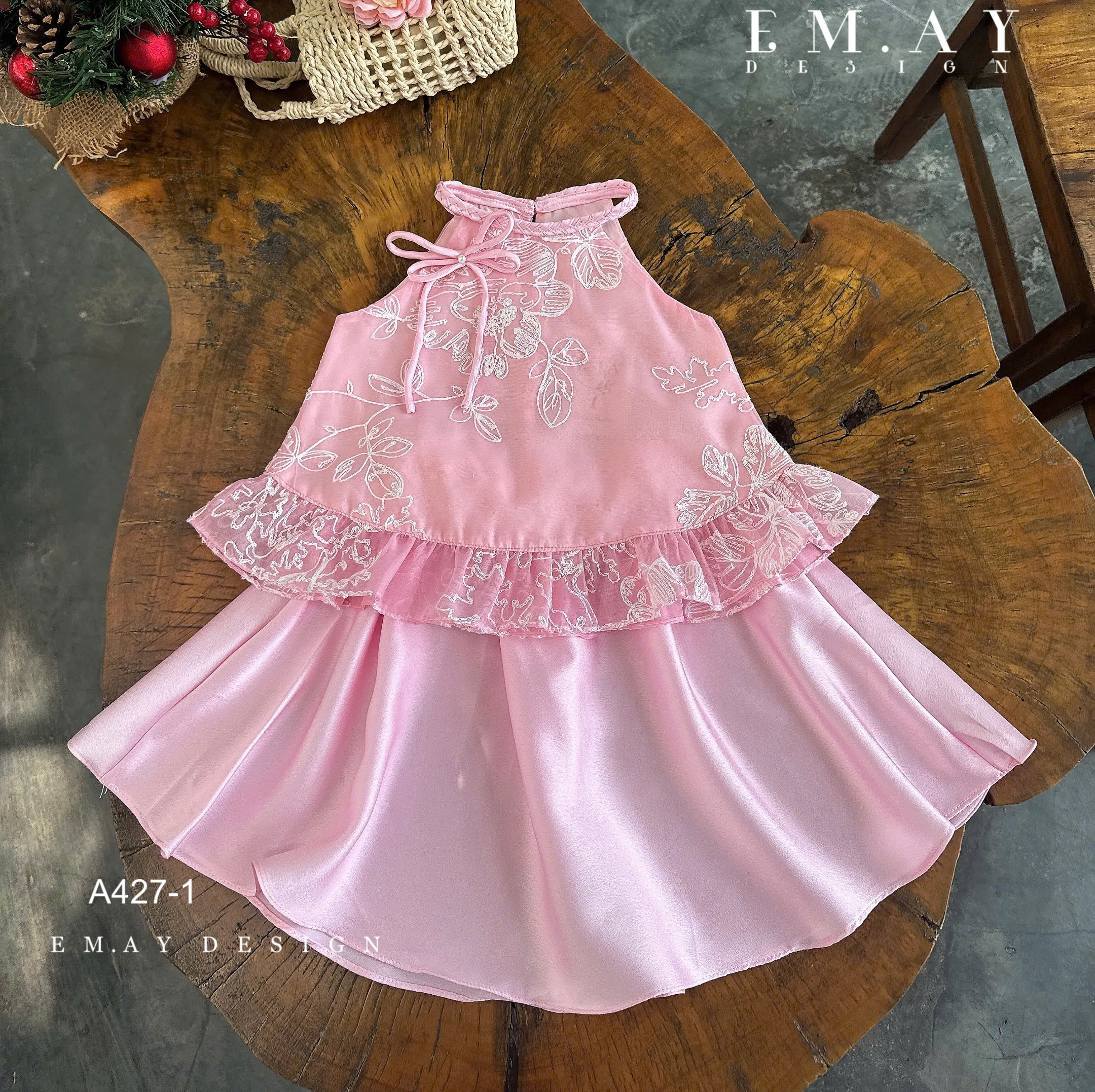 Set áo yếm cô Tấm cho bé gái đi chơi lễ tết noel giáng sinh năm mới biểu diễn đẹp chất lụa mát