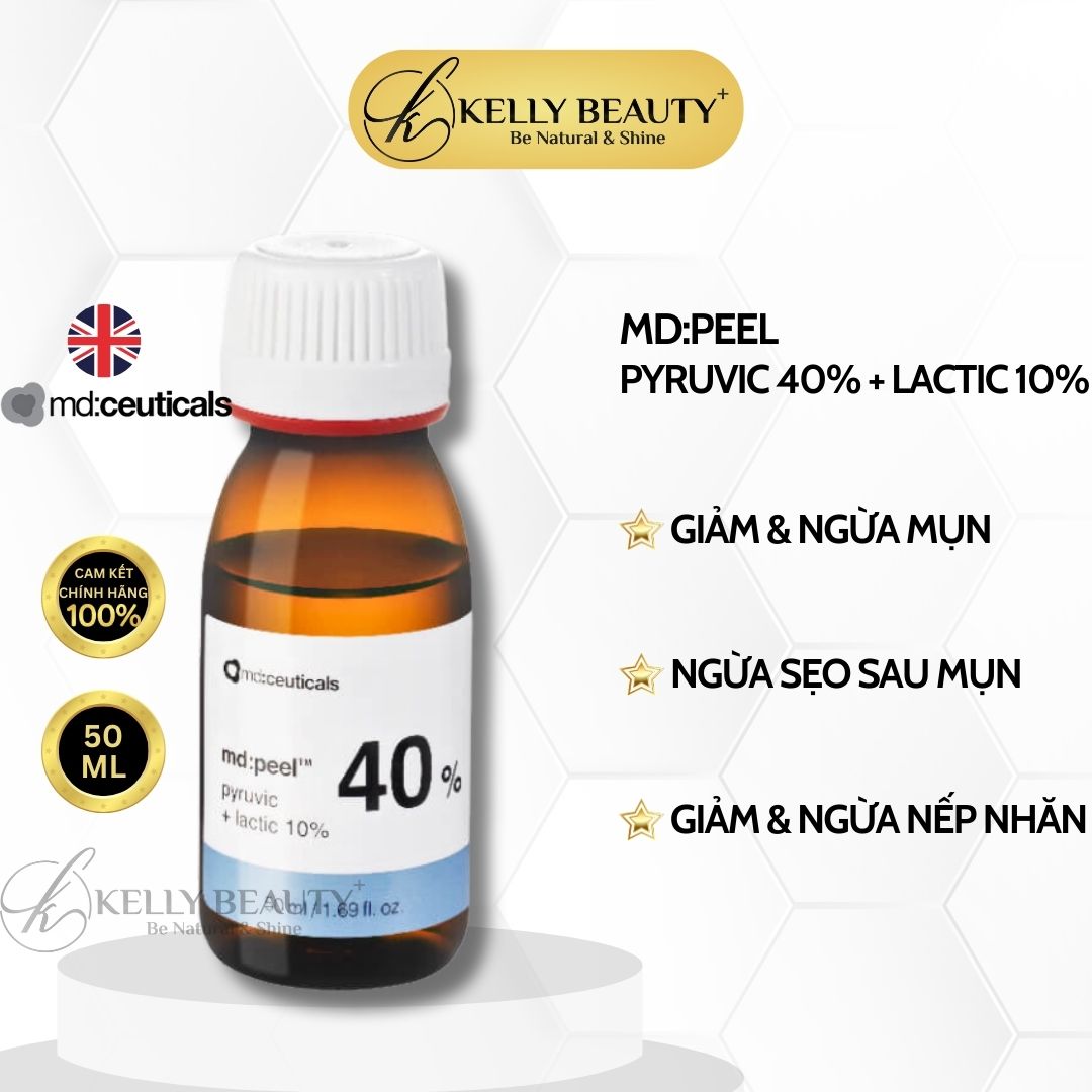 Peel Mụn, Ngừa Sẹo và Chống Lão Hóa Da MD:PEEL Pyruvic 40% + Lactic 10% - MD:Ceuticals | Kelly Beauty