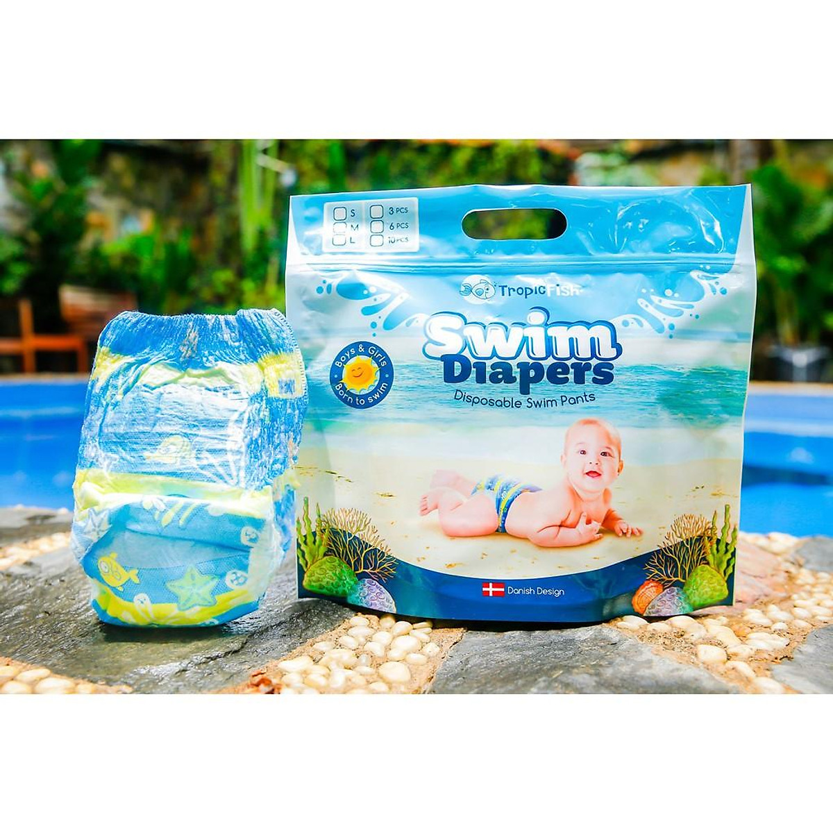 TropicFish Baby Swimdiaper Size S, M, L (6pcs/ Bag) / Tã Quần Bơi Cho Bé TropicFish Size S, M, L (6 miếng/Túi)