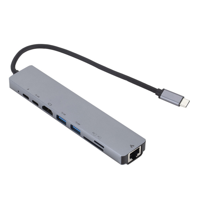 Hub Thunderbolt 3 ra 8 cổng HDMI/ Ethernet/ USB-C/ TF/ SD/ USB 3.0 cho Macbook, Dell XPS - UTH81160