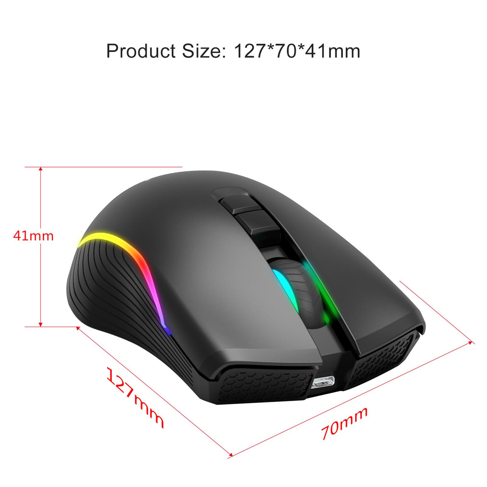 HXSJ T26 Mouse Wireless Mice 2.4GHz Type C Rechargeable Backlight 7 Buttons Portable Mini Gaming Mouse for Mac Laptop PC