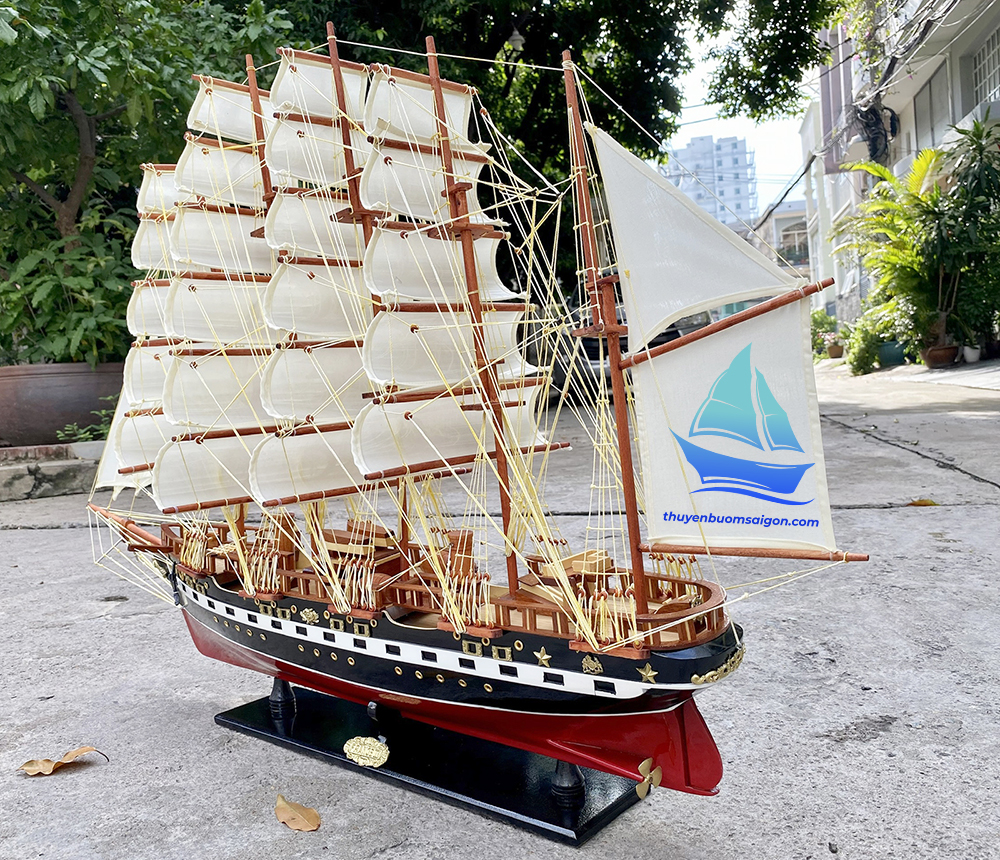 Thuyền gỗ France 2 Painted dài 104cm trang trí