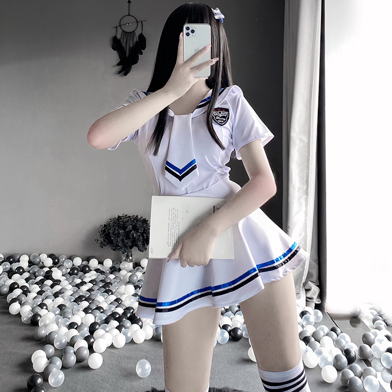 Váy ngủ Cosplay thủy thủ trắng quyến rũ tươi mới