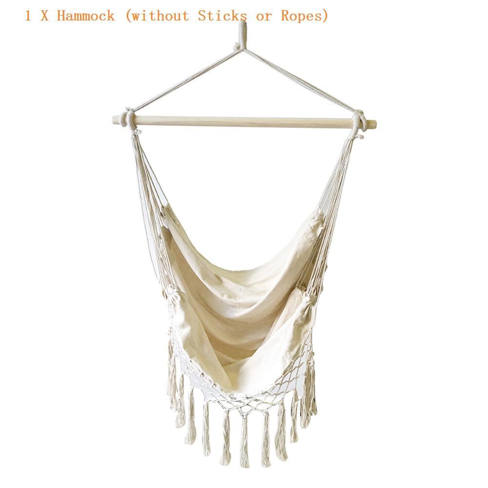 Phong Cách Bohemia Đầm Tua Rua Võng Cotton Dây Lưới Màu Be Cây Treo Ghế Di Động Móc Treo Ghế NgồI Trong Nhà Vườn