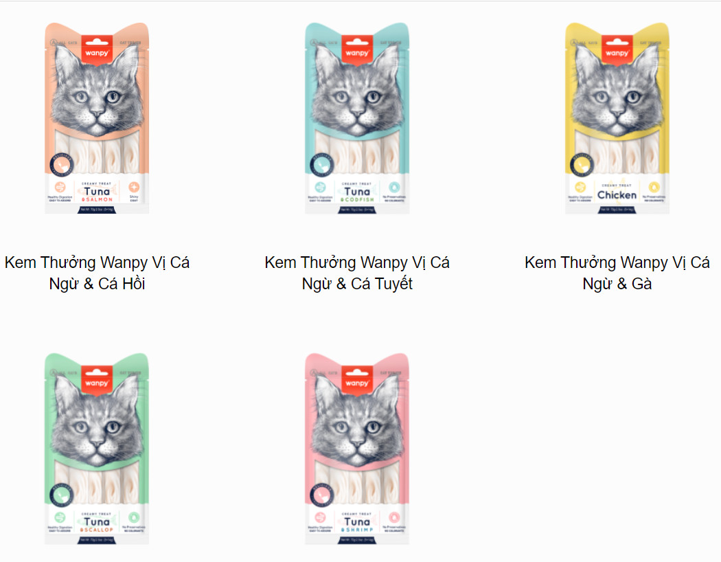 WANPY - Kem súp thưởng cho mèo vị ngẫu nhiên gói 5 thanh 70gr