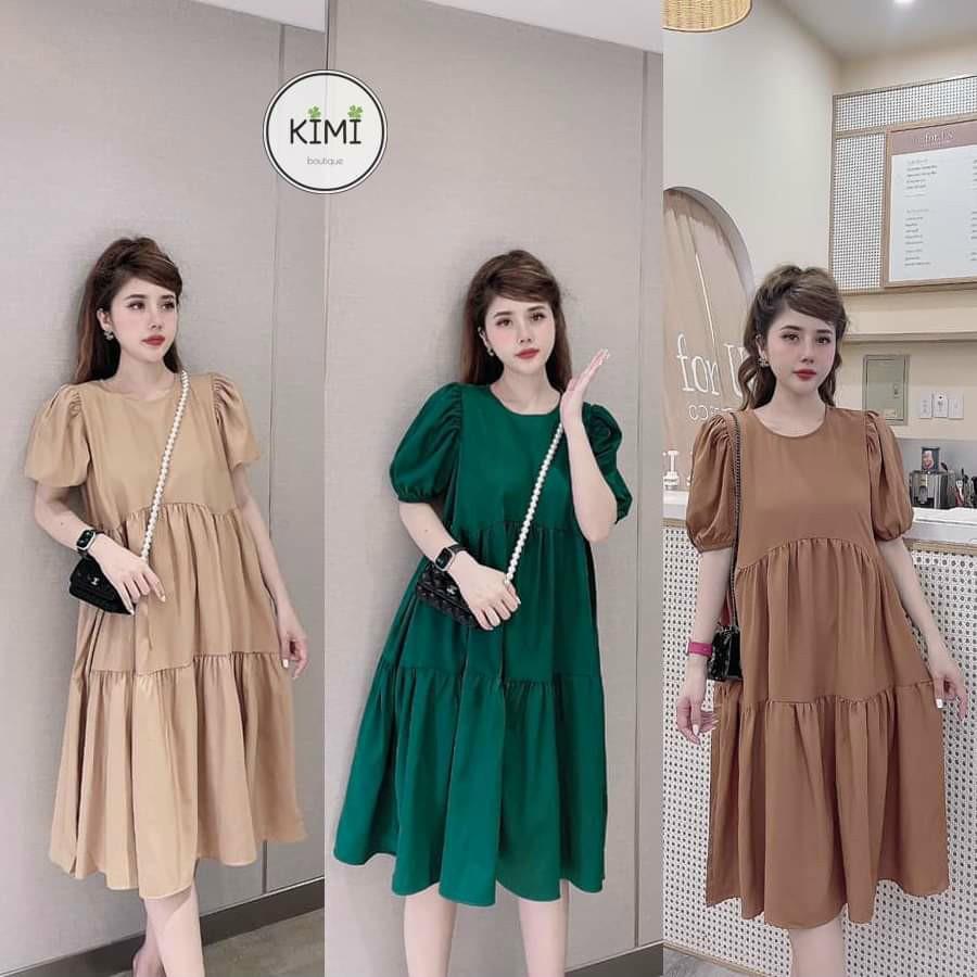 Đầm Bầu Váy Bầu cao cấp dáng suông Chất Lụa Hàn Mềm, siêu mát Thấm Mồ Hôi Tốt, Freesize từ 45 đến 70Kg
