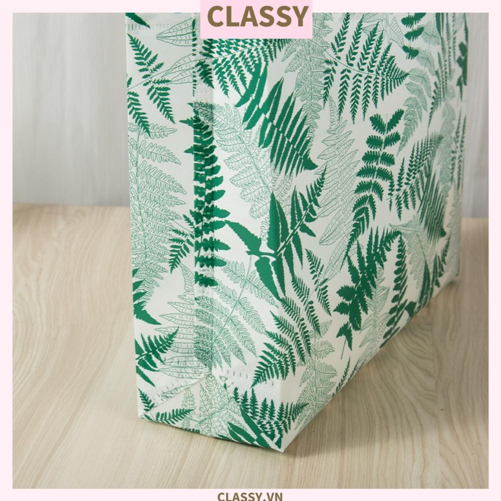 Classy Túi vải không dệt họa tiết lá xanh dùng đựng đồ mua sắm, đi chợ, shopping, làm quà tặng đựng lên tới 20KG T1697