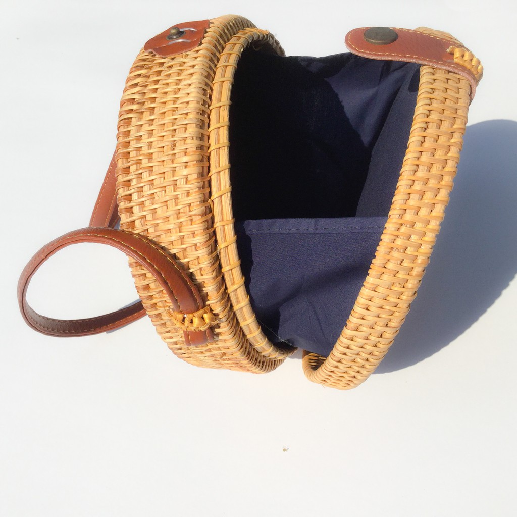Túi Mây Tre Đan họa tiết 18cm