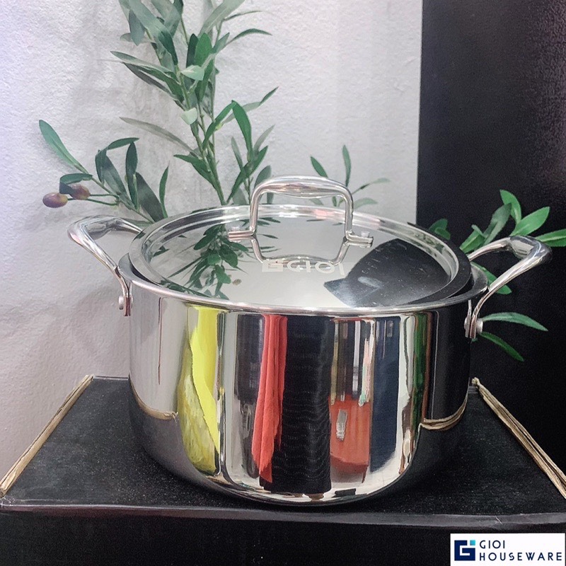 Nồi 3 Đáy inox304, Đánh Bóng Gương Chất Lượng Cao, 5Lít 24cm