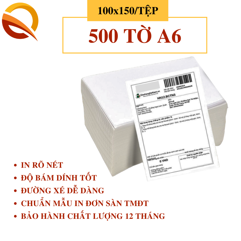 Giấy in nhiệt, Decal nhiệt A6 100x150mm , giấy in đơn hàng, Mã vận đơn, GHTK, GHN