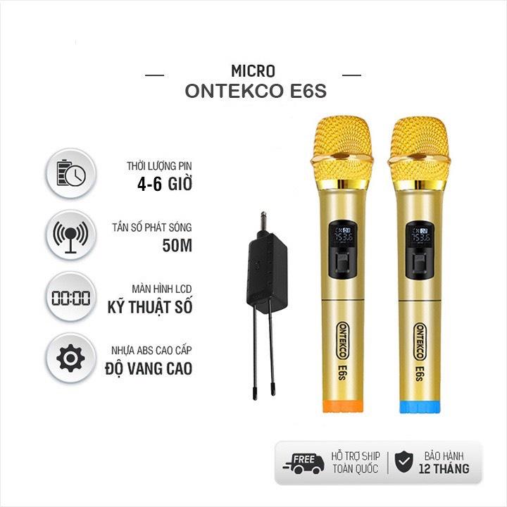 Bộ Micro không dây karaoke chuyên nghiệp ONTEKCO | E6S plus+| MV02 plus+ | BEST SOUND U-W301 plus+ | W003 plus