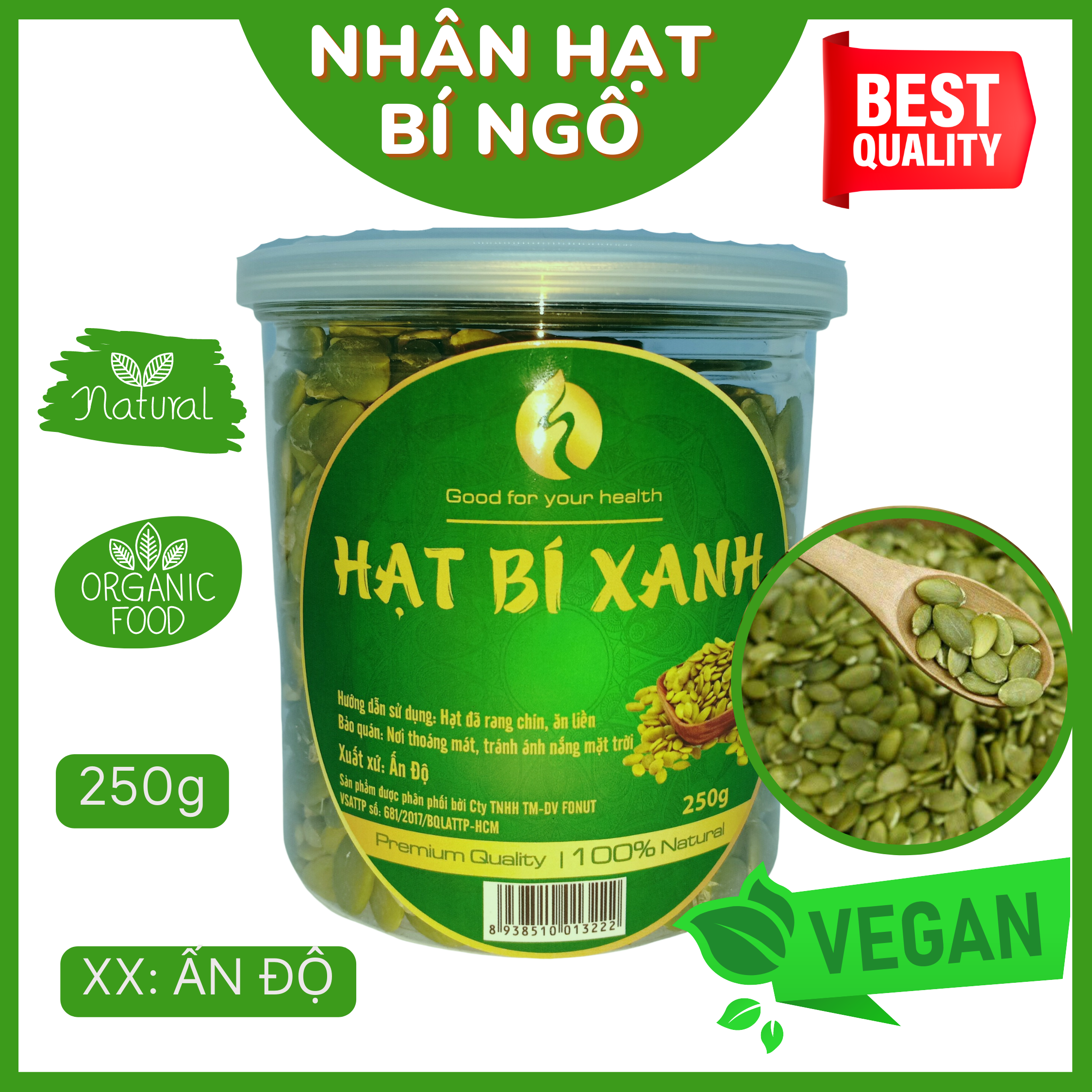 Nhân Hạt bí xanh đã tách vỏ Fonut