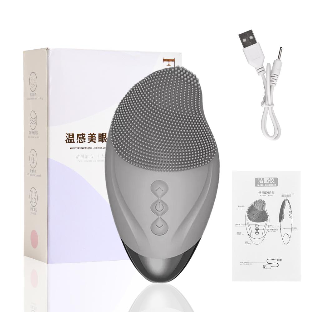 Điện Rửa Mặt Bàn Chải Ấm Kính Massage Mắt Nếp Nhăn Silicone Mềm Sữa Rửa Mặt Bàn Chải Âm Rung Lỗ Chân Lông Sữa Rửa Mặt