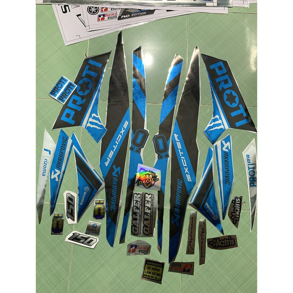 Tem exciter 150 xanh đen proti crom