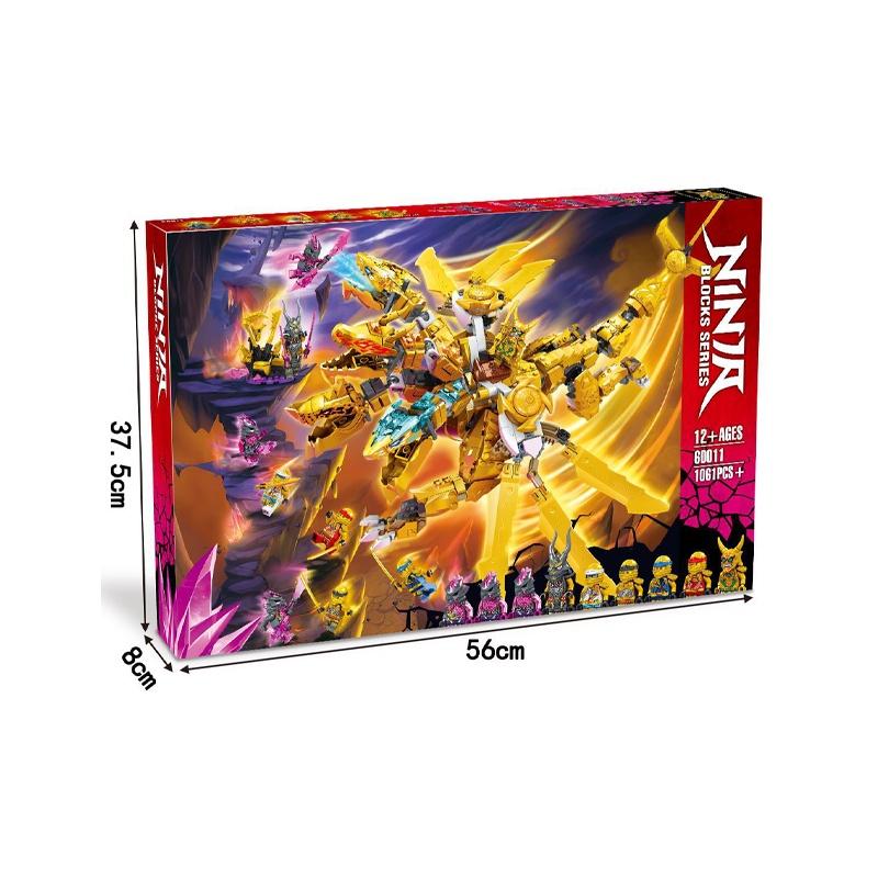 Đồ chơi Lắp ráp Rồng vàng 4 đầu nguyên tố, ZM60011 Four head dragon Ninjago, Xếp hình thông minh, Mô hình rồng