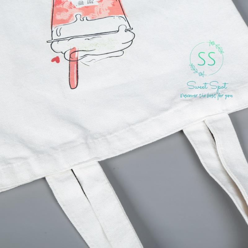 Túi tote nữ đi học, đi chơi vải canvas cỡ lớn phong cách Hàn Quốc dễ phối đồ hàng dày chất lượng