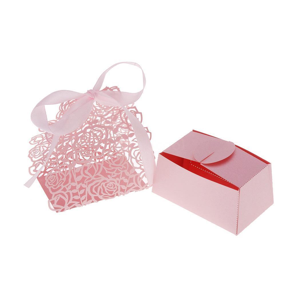 25pcs Rose Candy Gift Box+50pcs Butterfly Glass Place Cards Wedding Decor