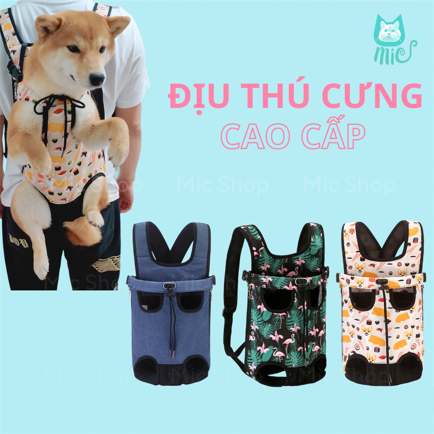 Địu thú cưng cao cấp, túi vận chuyển tiện lợi chất lượng, chắc chắn, bền cho chó to 10kg