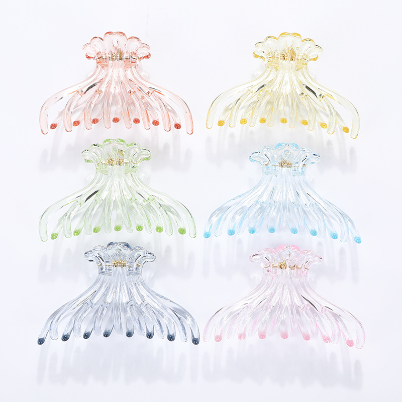 Kẹp càng cua size to 8 răng trong suốt kiểu Hàn Quốc KAH147 - Cam