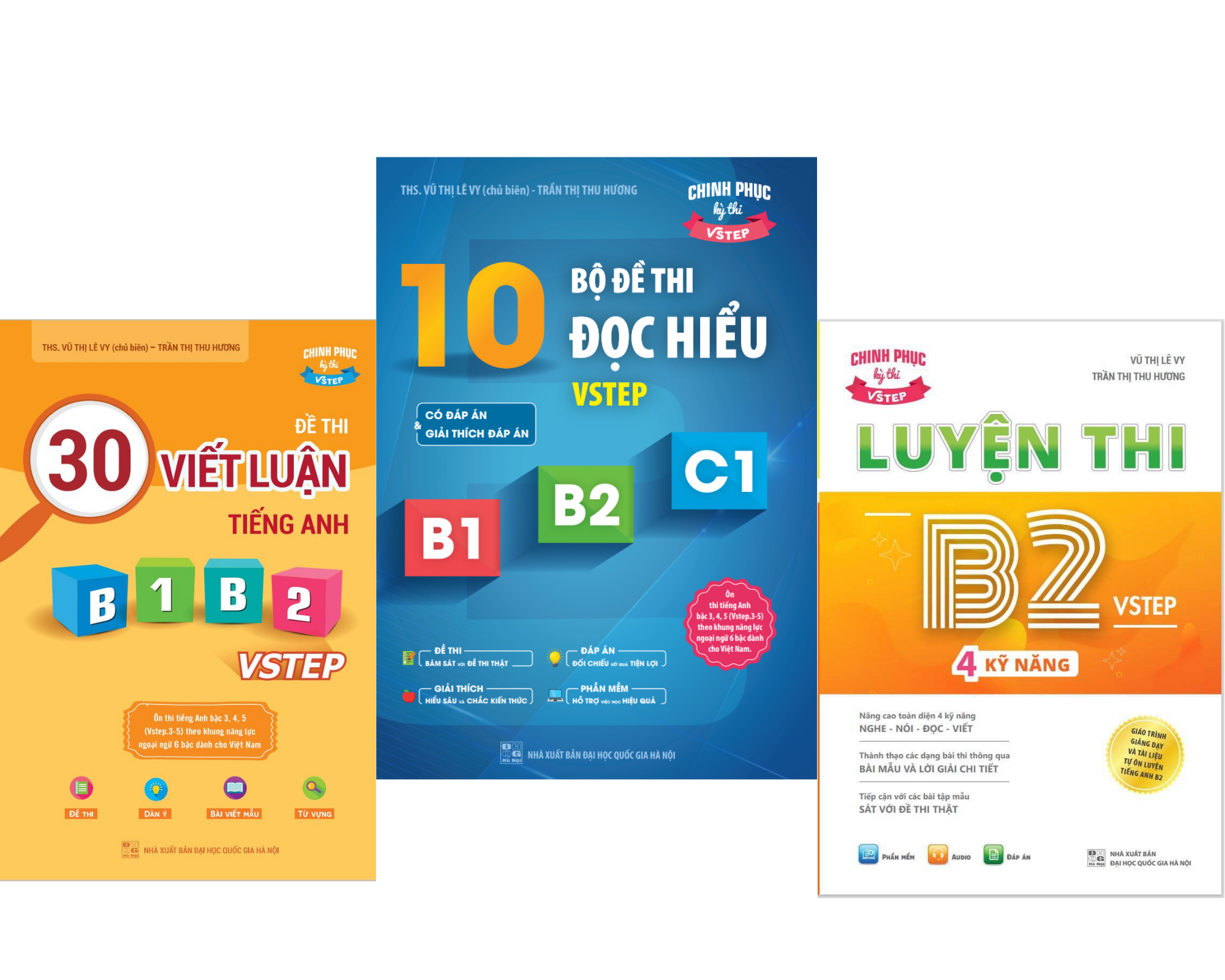 Combo 3 sách luyện thi B2 Vstep: Sách luyện thi B2 Vstep 4 kỹ năng; sách 30 đề thi viết luận tiếng Anh B1, B2 Vstep; sách 10 bộ đề thi Đọc hiểu Vstep – ôn thi chứng chỉ tiếng Anh bậc 4 (bằng B2 tiếng Anh) khung năng lực Ngoại ngữ 6 bậc dành cho Việt Nam