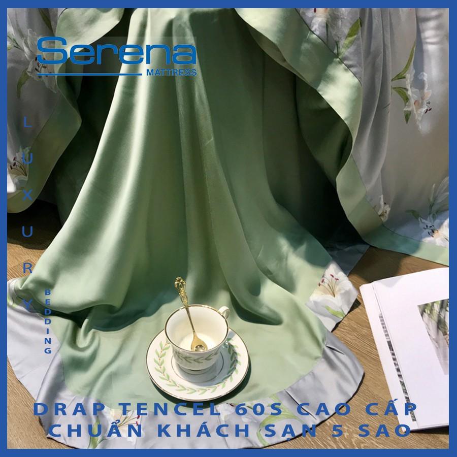 Ga Giường Set Vỏ Chăn Ga Gối Cotton Tencel 60s SERENA Drap Cotton Tencel 5 Món Chần Bông - Hệ Thống Nệm