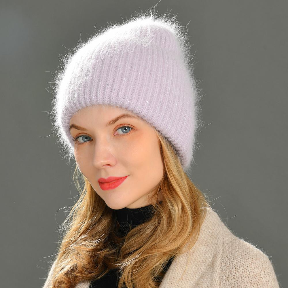 Mùa Thu Đông Hình Thỏ Tóc Mùa Đông Mũ Ấm Beanies Nón Thường Ngày Cho Nữ Trưởng Thành Cashmere Dệt Kim Bò Nón Sáng Dây