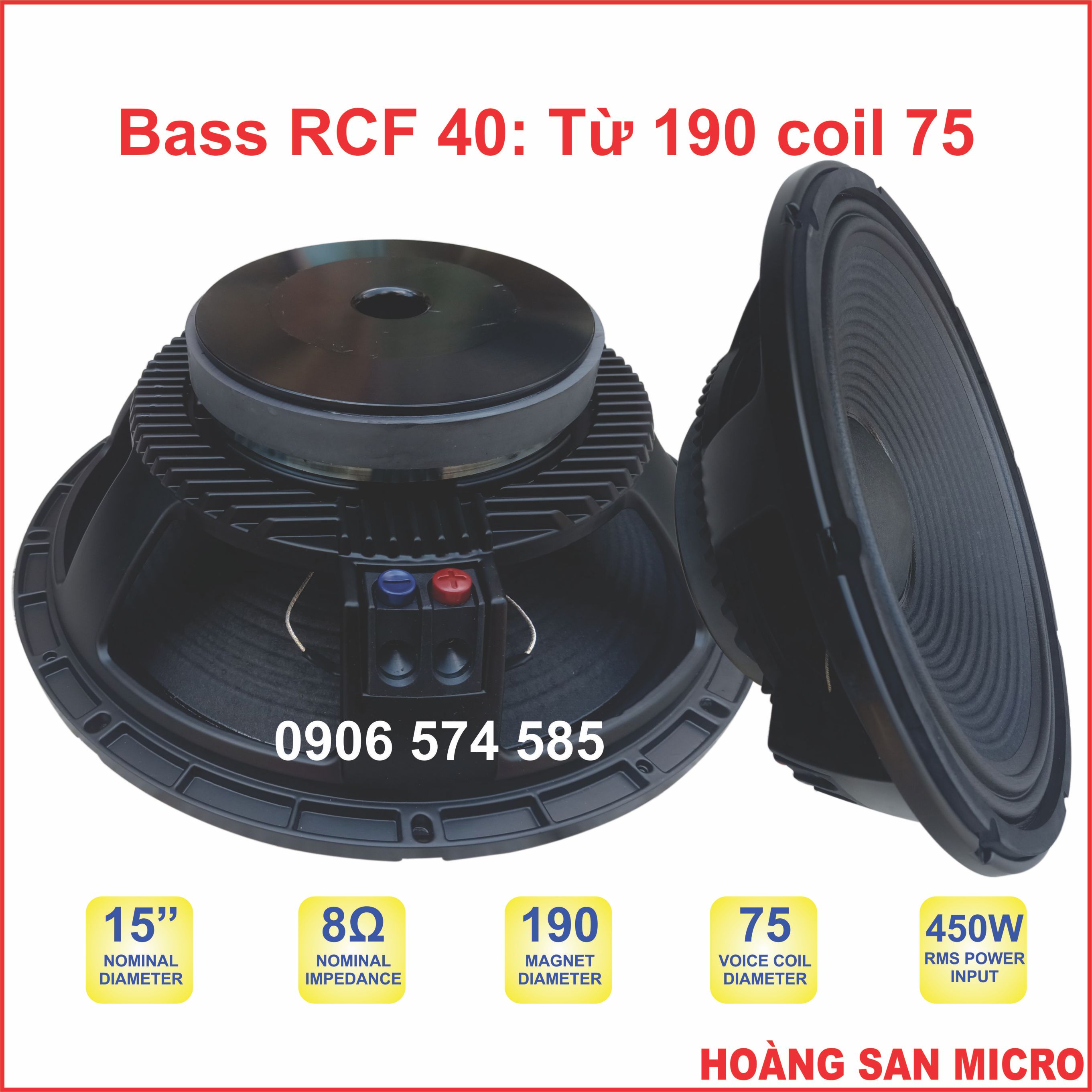 Loa bass rời 40 4 tấc từ 190 coil 75  -  bass 15 inch 15239 - [giá một cái]