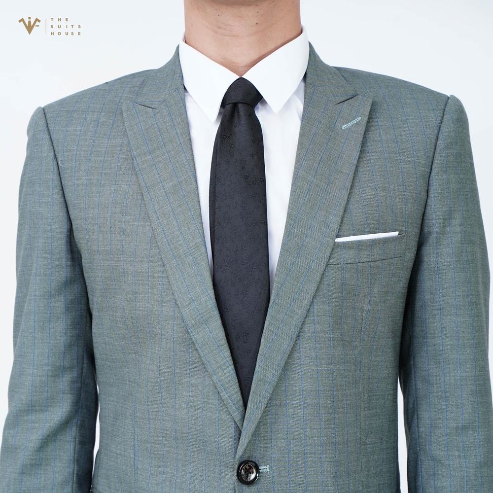Bộ vest nam xanh rêu kẻ ô, suits sartorial chất WOOL The Suits House - S