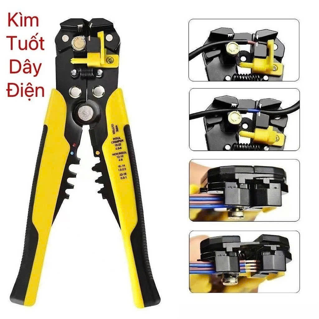 Kìm Bấm Cos Dây Điện Đa Năng Tolsen – Hỗ Trợ Tuốt &amp; Cắt Dây Chính Xác