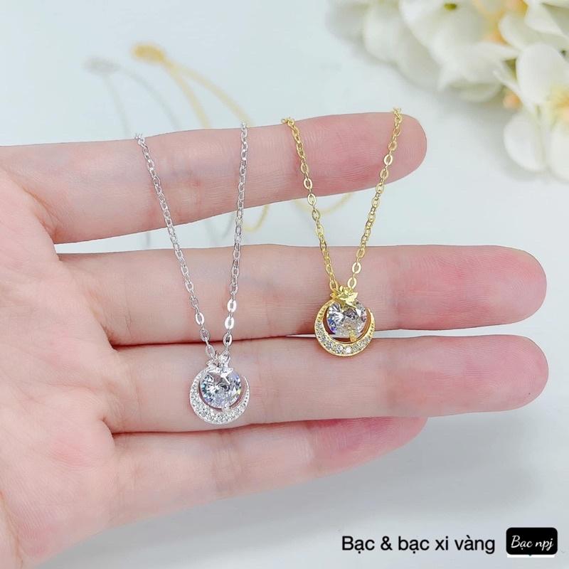 Dây chuyền trăng sao, Vòng cổ liền mặt Bạc Ta ️ XINH XẮN ️ cho nữ - Bạc Npj