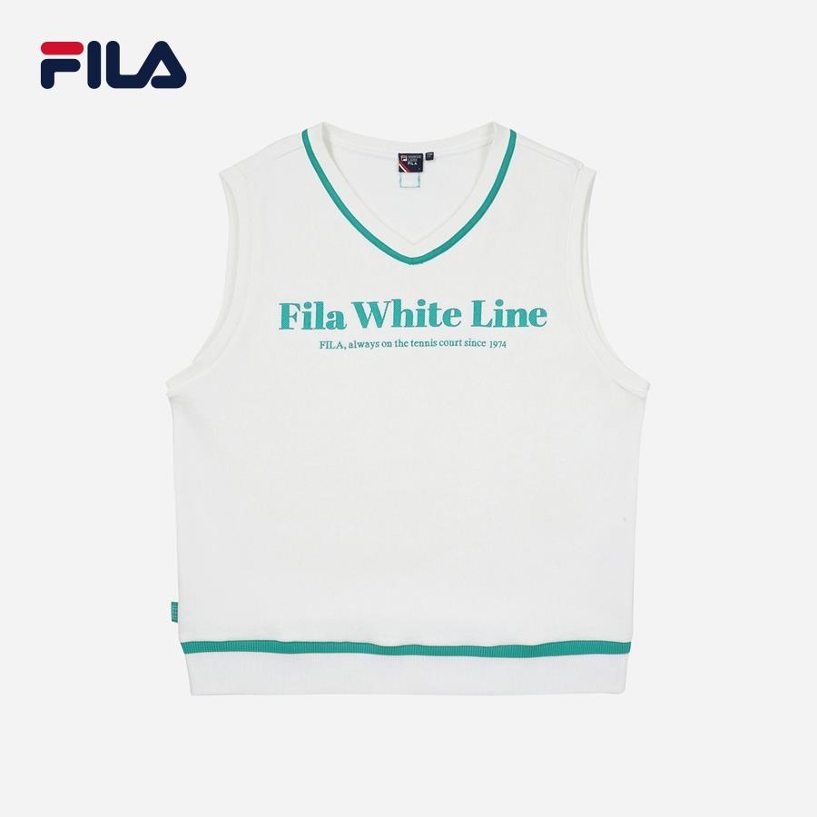 Áo thun ba lỗ thời trang unisex Fila White Line Regular - FS2VTF1331X-OWH