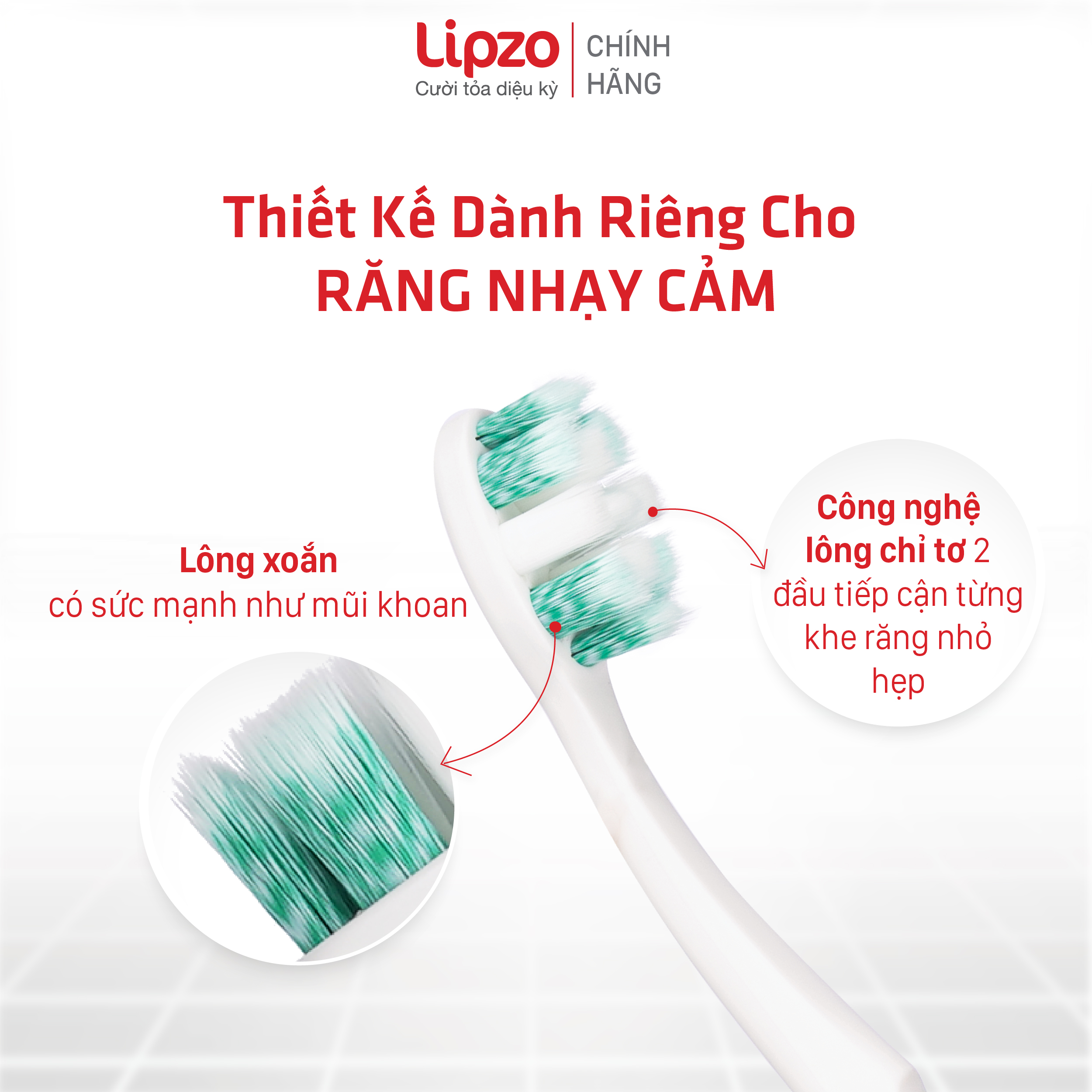 Bàn Chải Đánh Răng Lipzo Sensitive Cao Cấp Công Nghệ Chỉ Tơ Nha Khoa Kháng Khuẩn Dành Cho Răng Nhạy Cảm