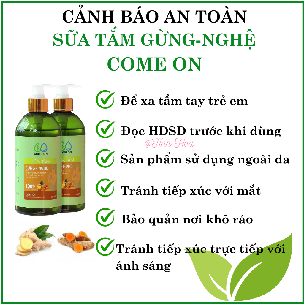 Sữa tắm gừng nghệ Come on chai 500ml sữa tắm trị mụn lưng, sữa tắm tẩy tế bào chết, sữa tắm trắng da