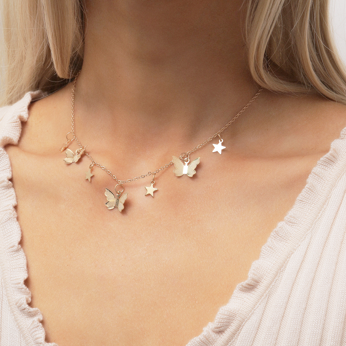 Dây chuyền vòng cổ cánh bướm ngôi sao cho nữ