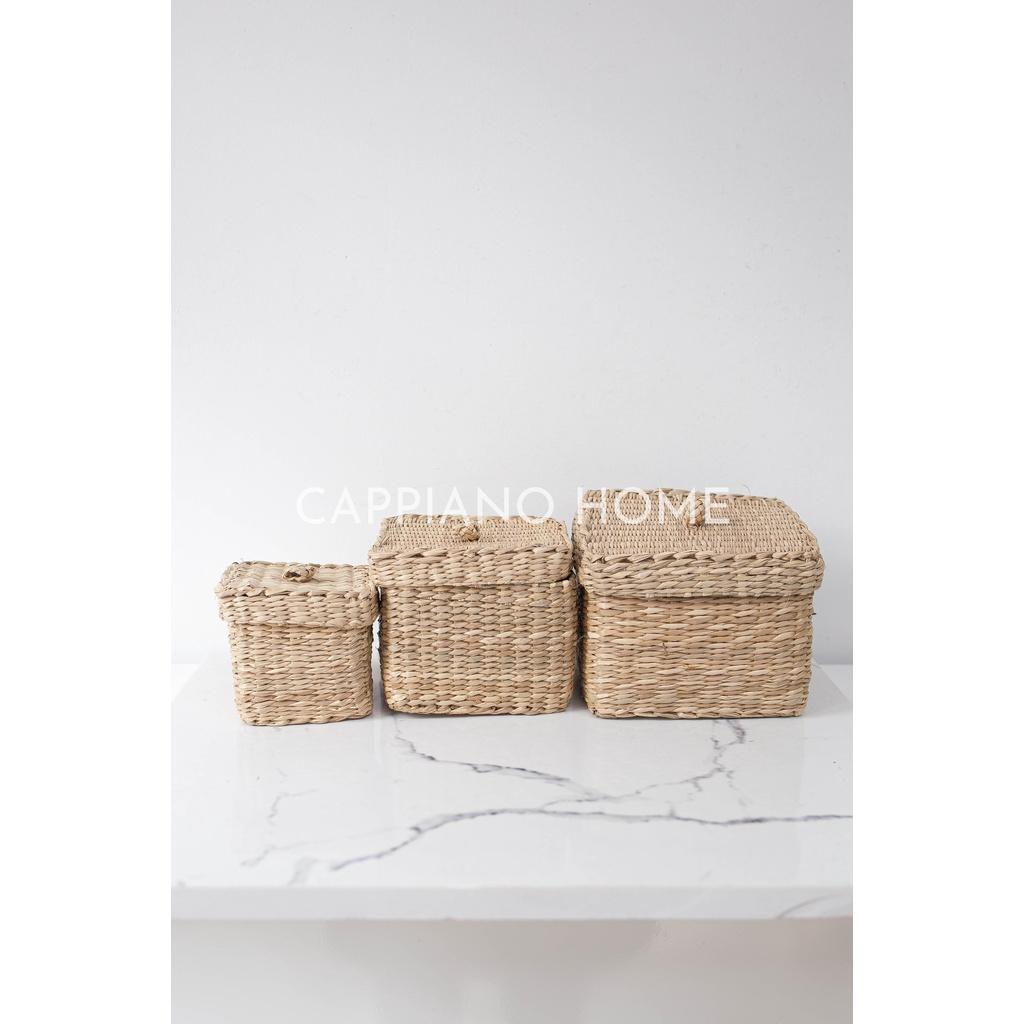 Bộ ba âu vuông, bộ giỏ vuông đựng phụ kiện, bộ giỏ đựng đồ tiện lợi | Cappiano Home