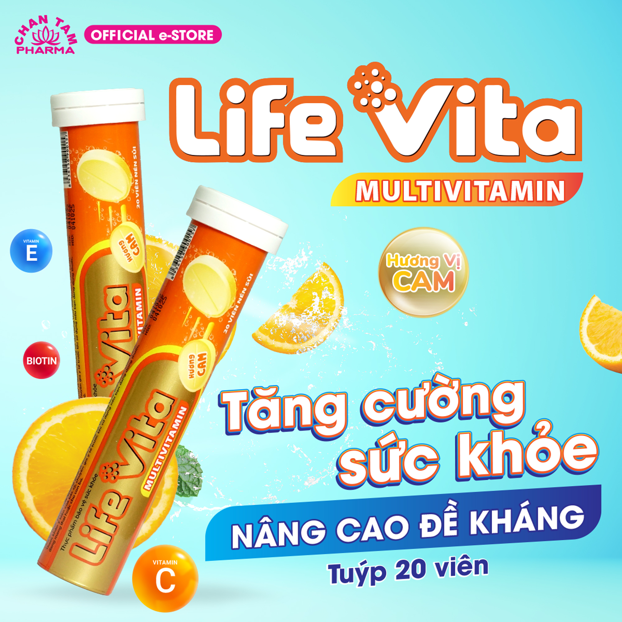 Viên sủi bổ sung vitamin, hỗ trợ tăng cường sức đề kháng, giảm mệt mỏi Life Vita Multivitamin