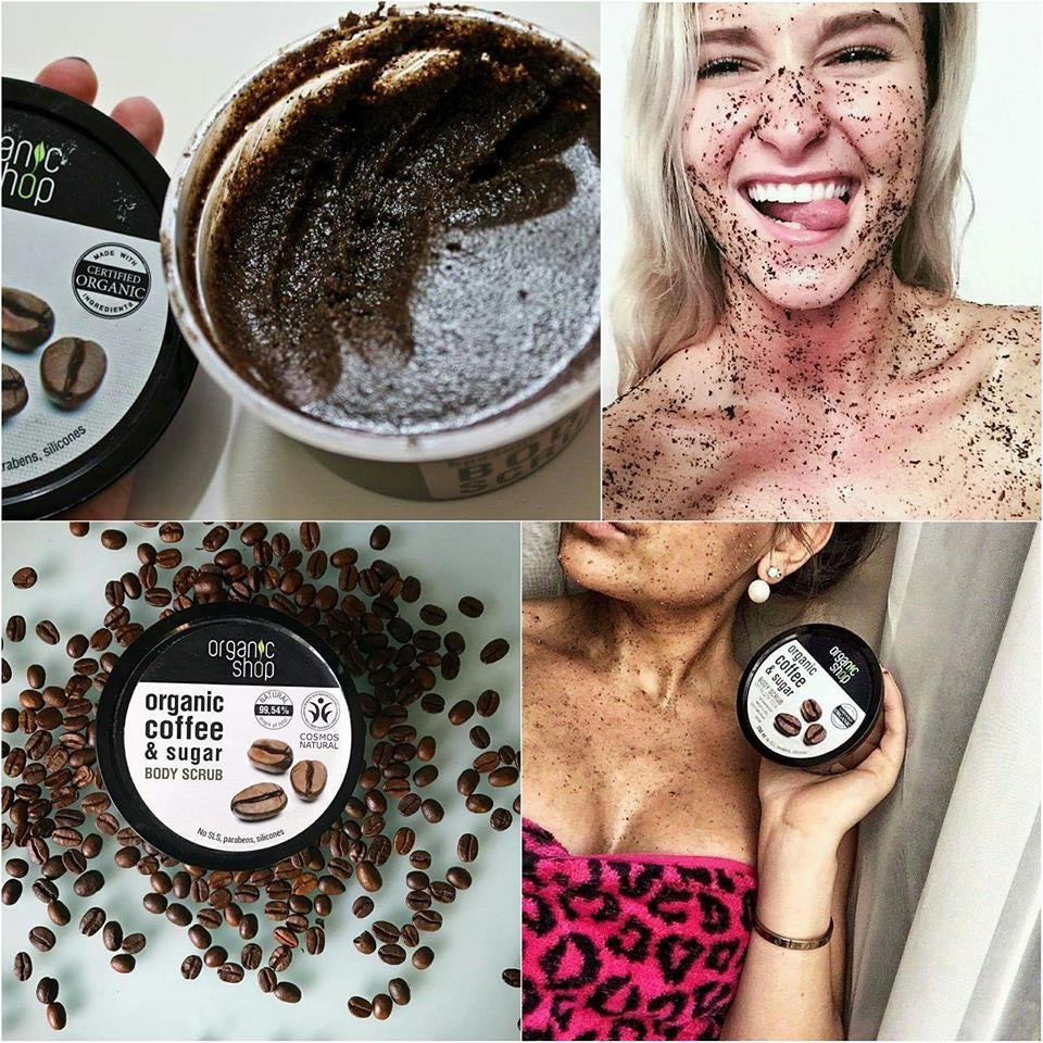 Scrub Organic Coffee &amp; Sugar Body 0RGANIC SHOP Tẩy tế bào chết giảm mụn lưng, mụn toàn thân 250ml