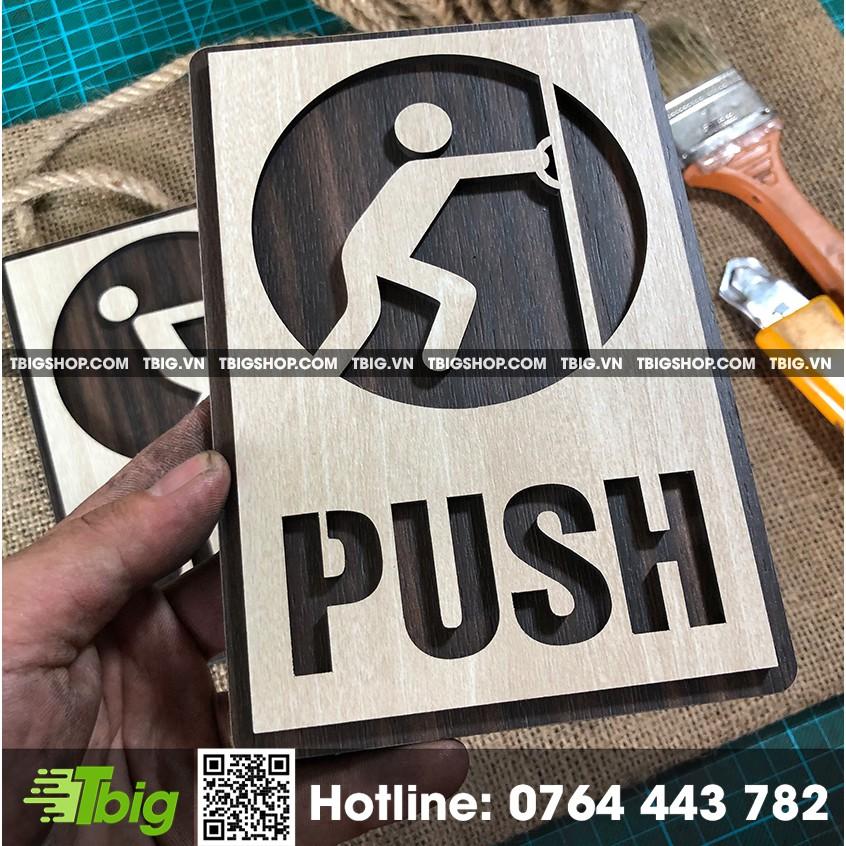 Bảng gỗ Pull Push gắn cửa bằng keo 2 mặt