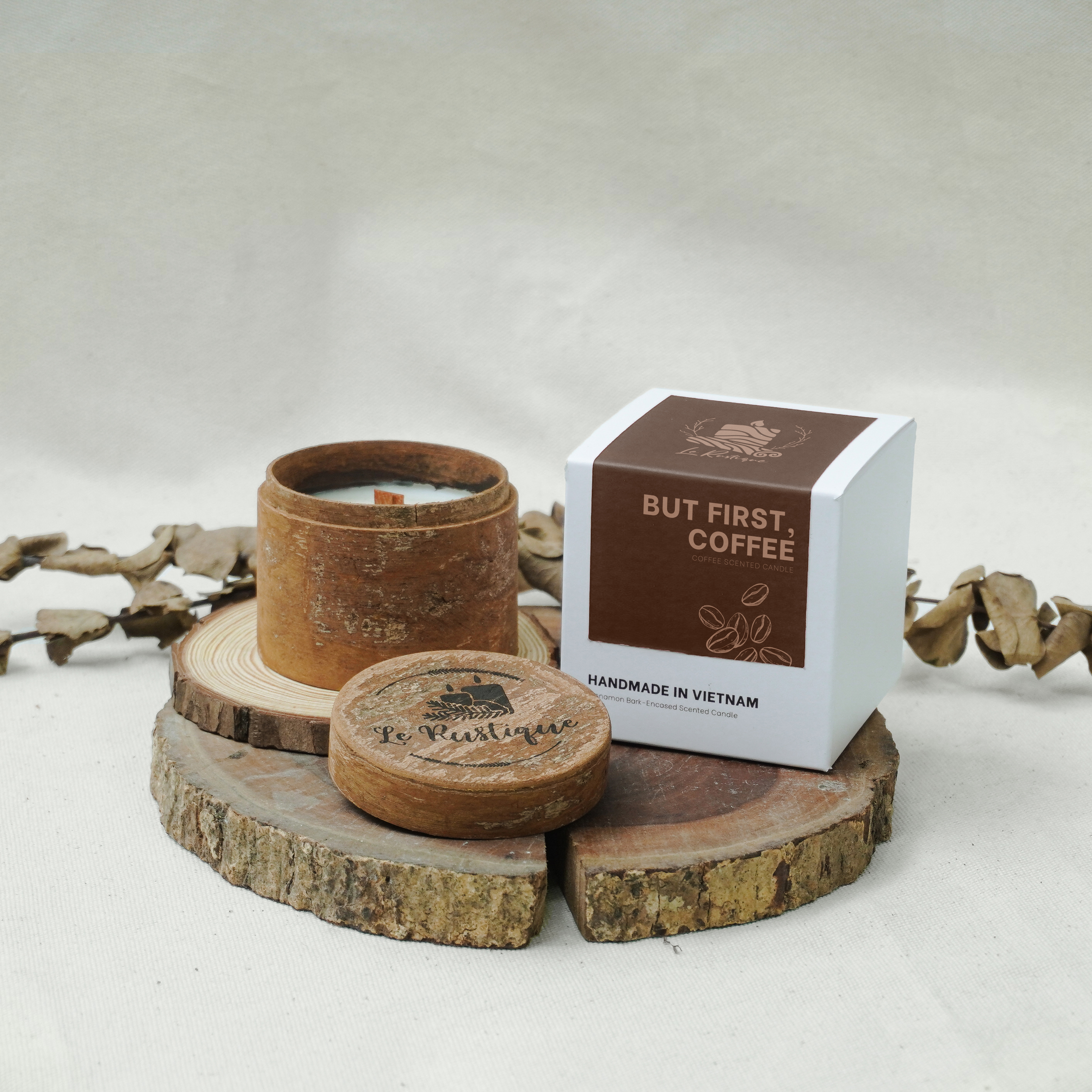 Nến Thơm Thủ Công Le Rustique Mùi Cà Phê - 100g/ 200g - Hũ Nến Vỏ Quế Tự Nhiên - Nến Thơm Thư Giãn Trị Liệu - Nến Thơm Thiên Nhiên