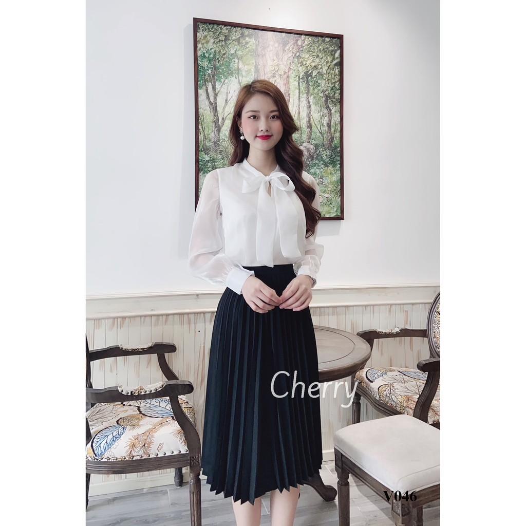 Chân váy xếp ly công sở nữ hai lớp chất liệu cao cấp, chân váy ngắn độ xòe đầm vừa phải Cherry V046