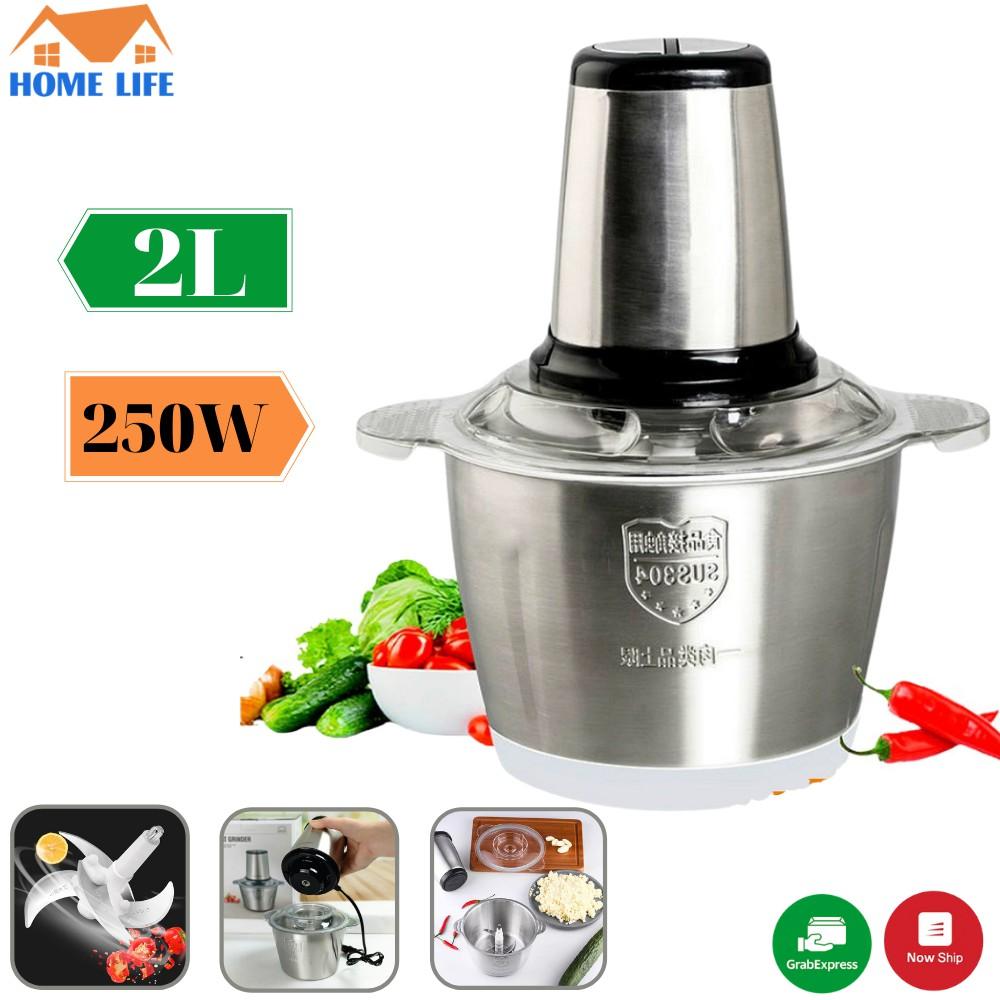 Máy Xay Thịt Đa Năng Cối INOX 2L Công Suất 250W - 2 Lưỡi Kép - Cối xay thực phẩm,tỏi ớt,rau củ tiện dụng