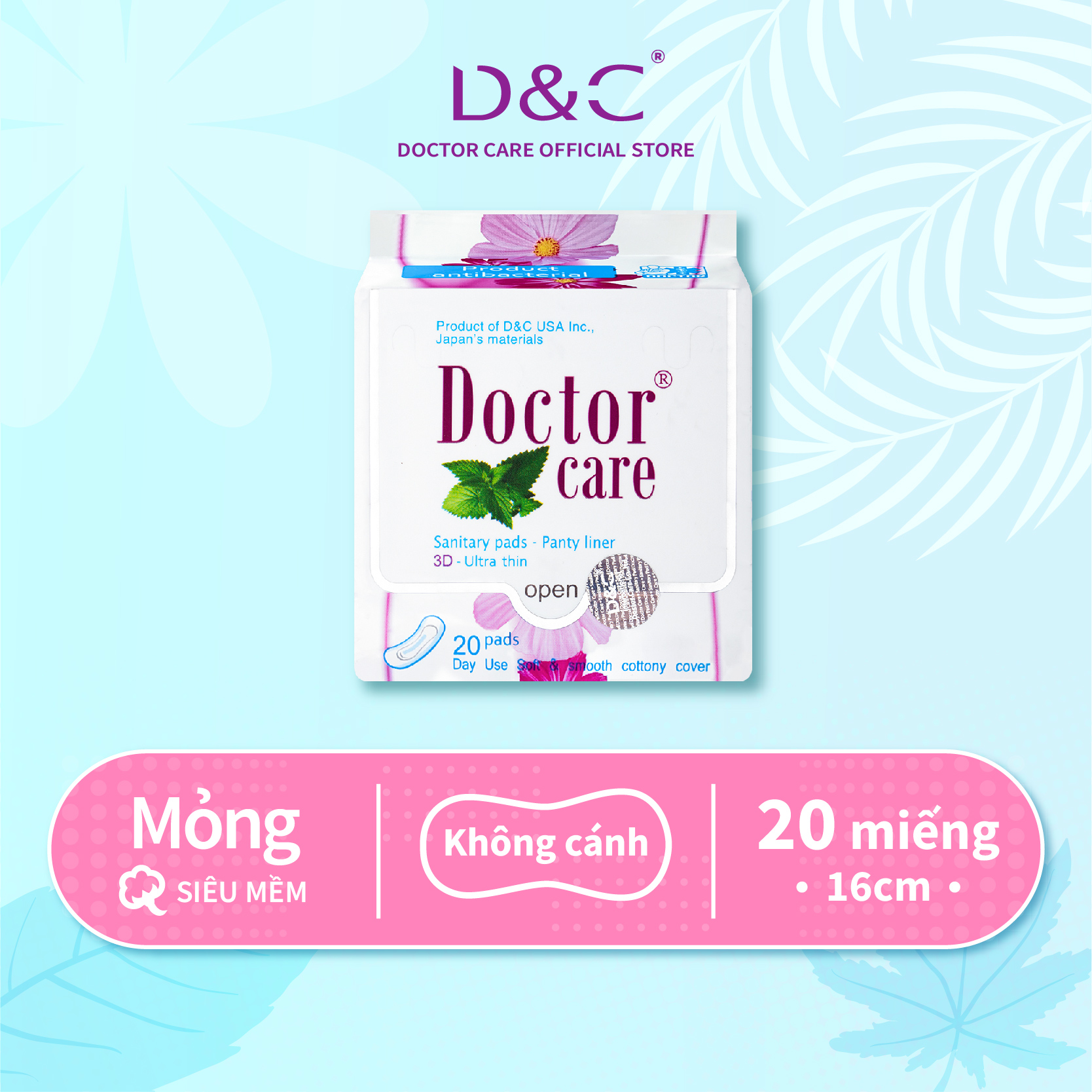 Băng vệ sinh hàng ngày thảo dược Doctor Care 16 cm 1 gói