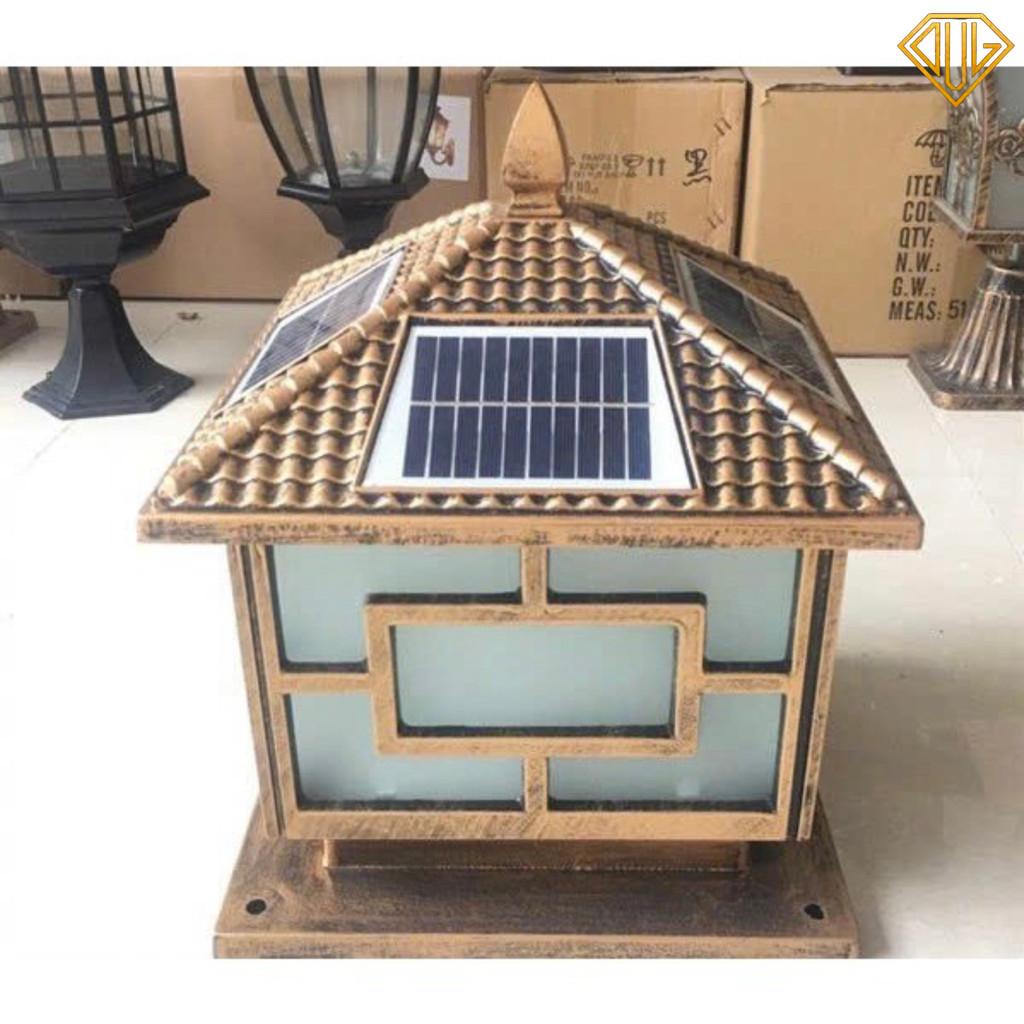 Đèn Trụ Cổng Năng Lượng Mặt Trời, Kết Hợp Dùng Điện 220V Chống Nước Cao Cấp (Ảnh thật 100%) DVLL - Mẫu 1