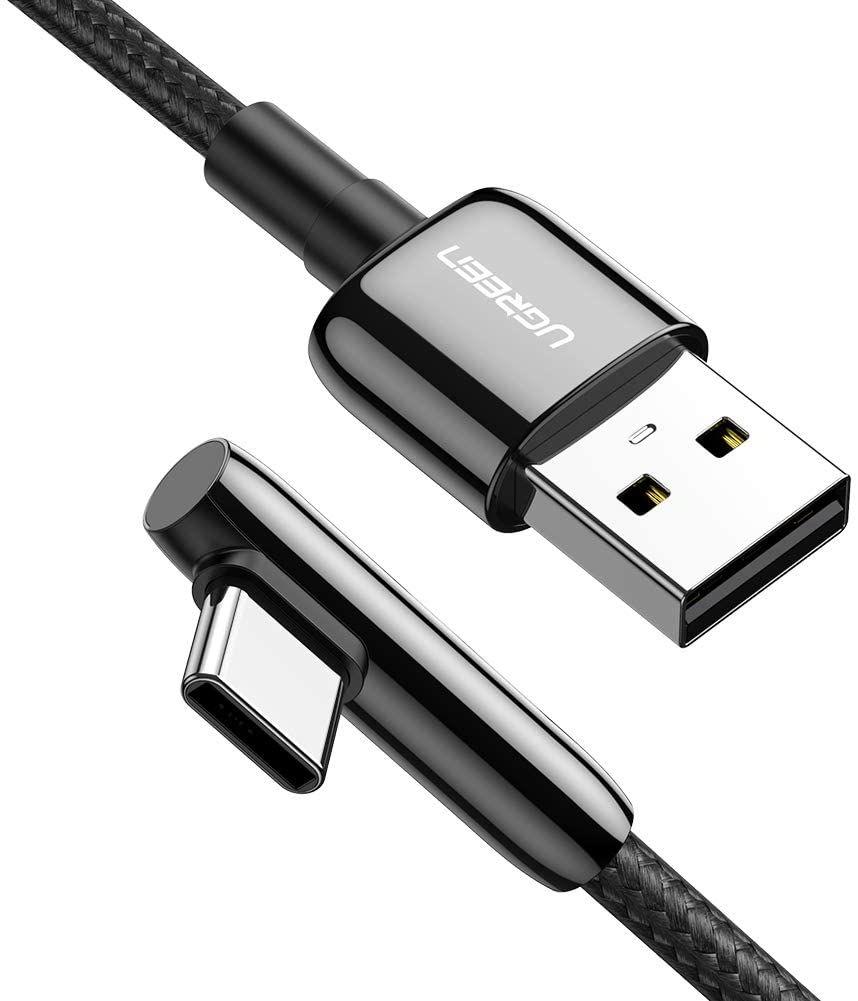 Ugreen UG70282US313TK 0.5M màu đen cáp USB type C bẻ góc phải 90 độ ra usb A chống nhiễu - HÀNG CHÍNH HÃNG