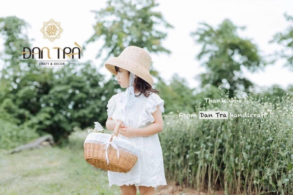 Giỏ Mây Picnic Lót Vải ĐAN TRÀ, Giỏ Mây Decor Đựng Đồ, Làn Mây - Đạo Cụ Mây Tre Đan- Mây Tre Đan Decor