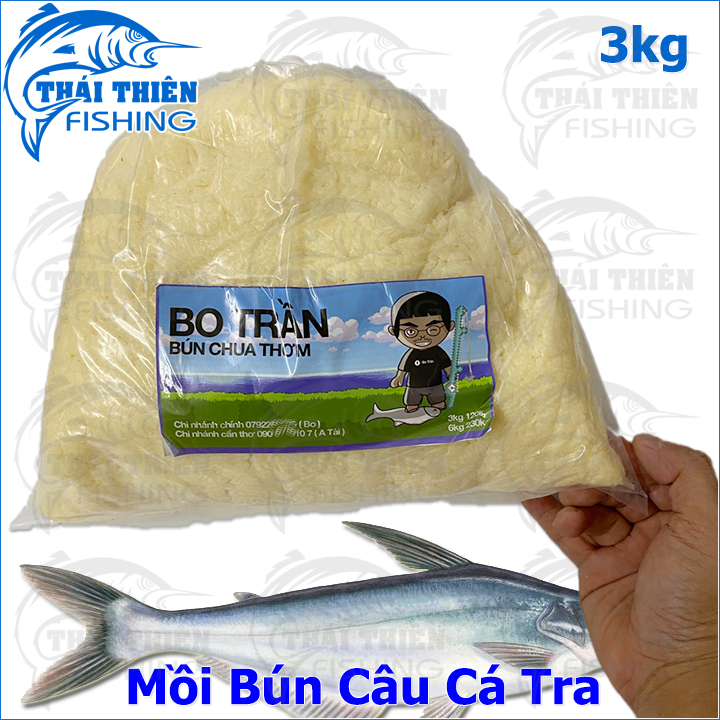 Mồi Câu Cá Tra, Bún Chua Thơm Bo Trần Túi 3kg Chuyên Tra Sông Tự Nhiên, Hồ Dịch Vụ
