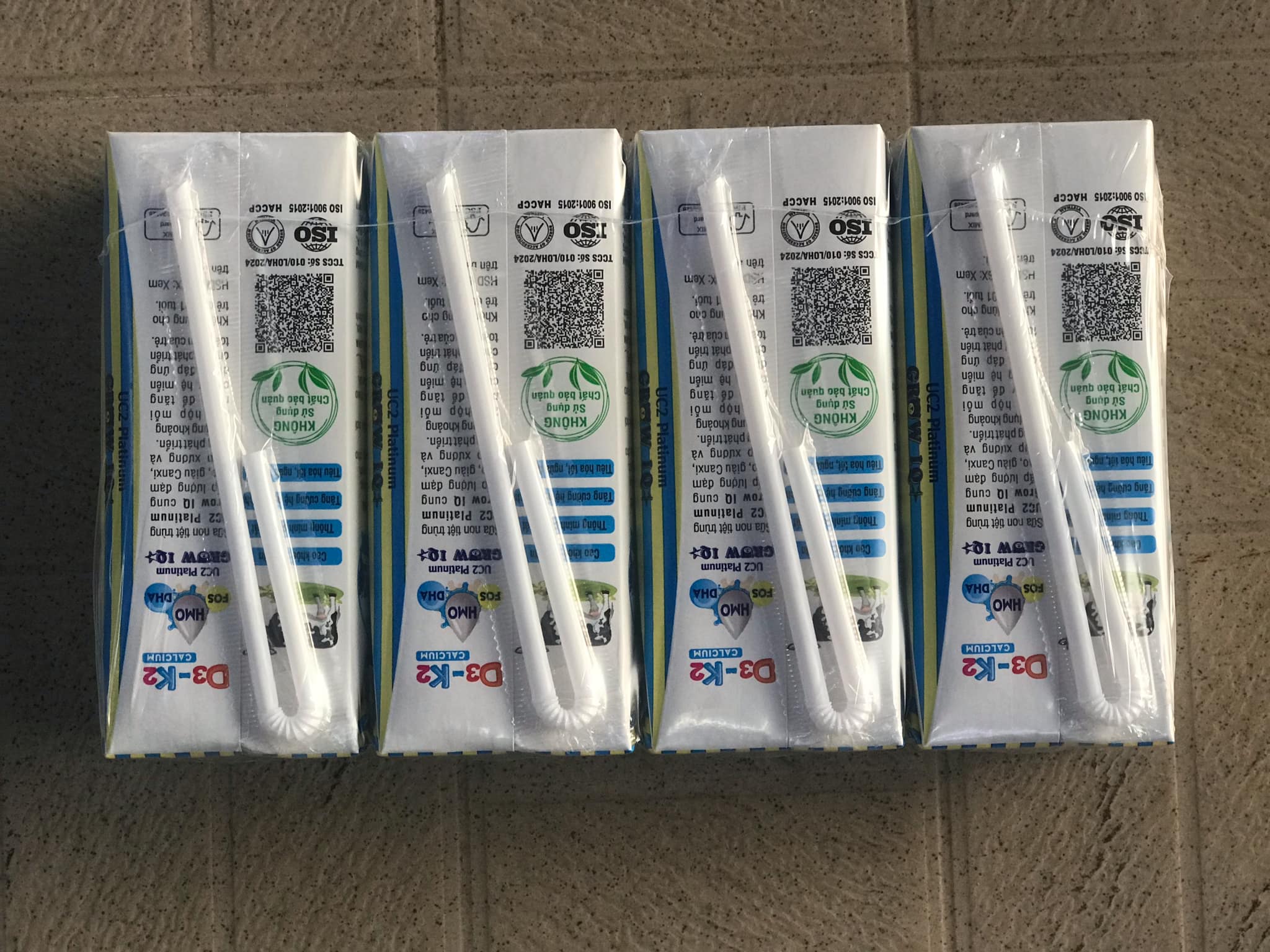 Lốc lẻ sữa non tiệt trùng ít đường UC2 GROW IQ D3K2 110ML (4 hộp x 110ml)