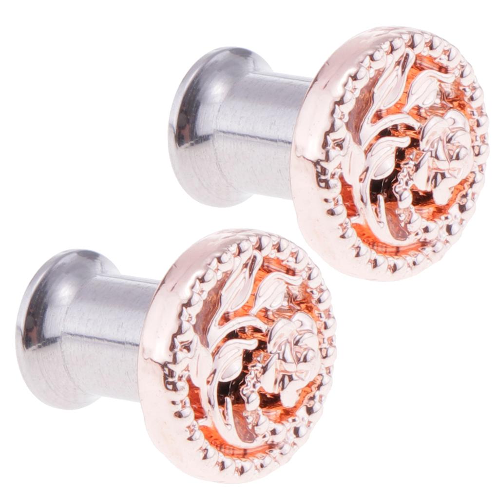 2pcs Fancy Rose Gold Flower Ear Plug Tunnel Stainless Steel Ear Jewelry 6mm