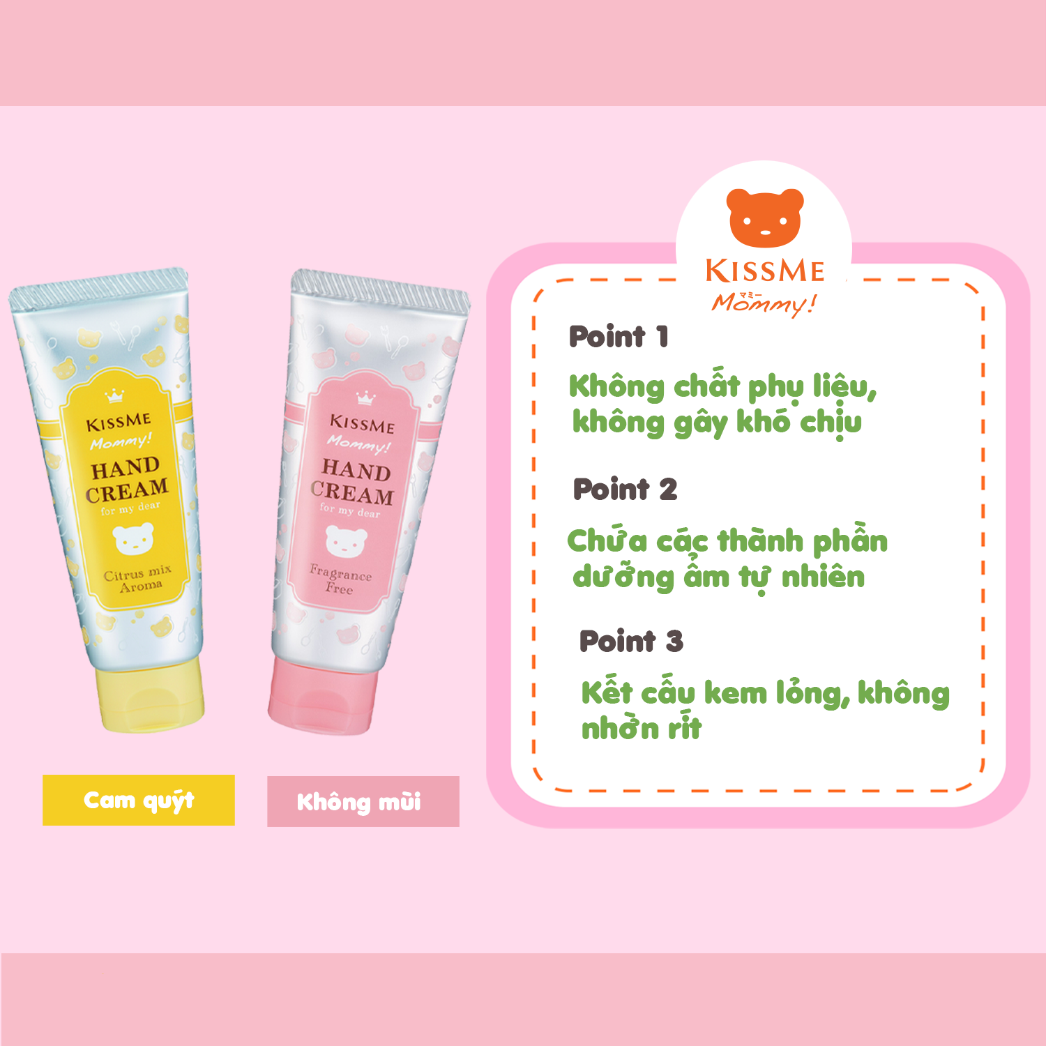 Kem Dưỡng Da Tay Cấp Ẩm Hương Cam Chanh Dành Cho Bé Từ 06 Tháng Tuổi Và Làn Da Nhạy Cảm Kissme Mommy Hand Cream C 60 G