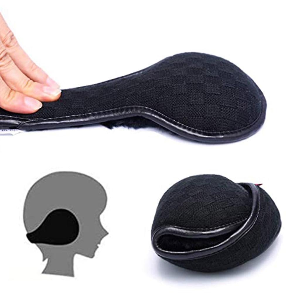 Tai làm ấm cho nam giới nữ có thể gấp lại lông cừu unisex mùa đông để trượt tuyết ngoài trời, đi xe đạp - màu đen